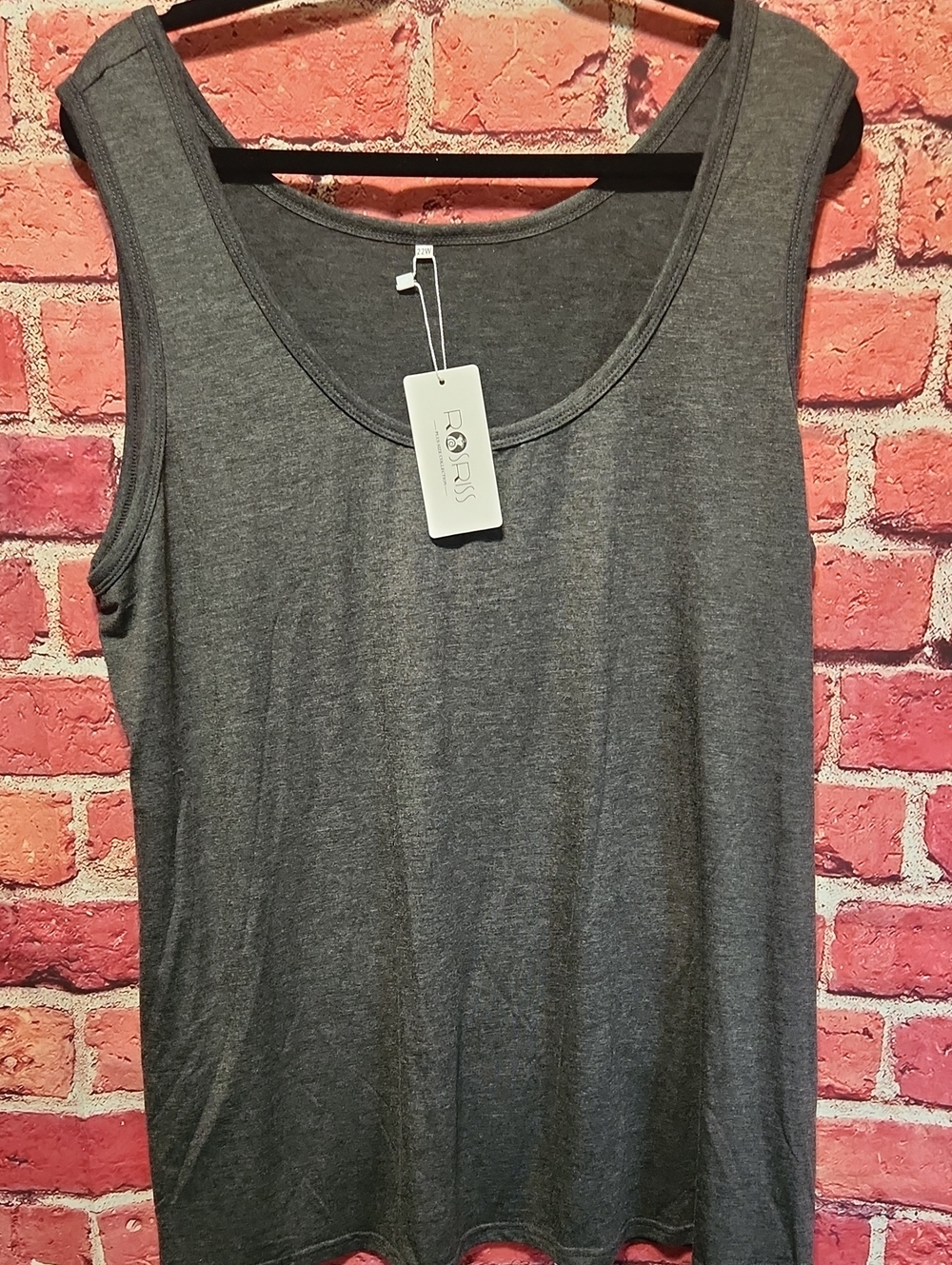 ROSRISS Women's Charcoal Gray Scoop Neck Tank Top